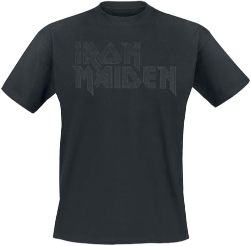 Iron Maiden Black On Black Logo Stacked Männer T-Shirt schwarz XXL von Iron Maiden