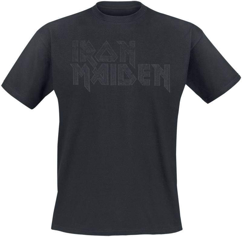 Iron Maiden Black On Black Logo Stacked T-Shirt schwarz in S von Iron Maiden