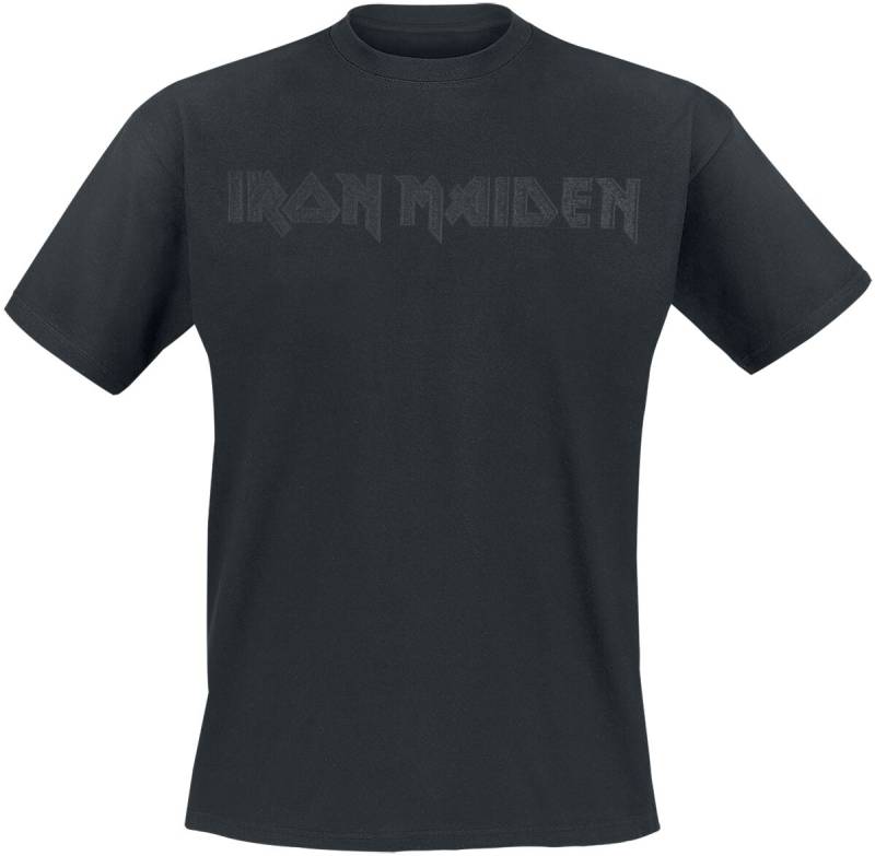 Iron Maiden Black On Black Logo T-Shirt schwarz in XXL von Iron Maiden
