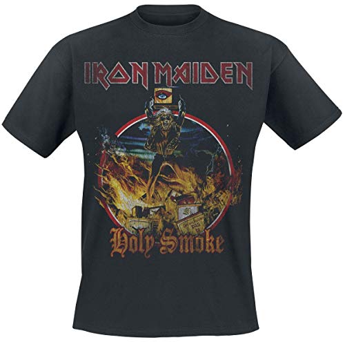 Iron Maiden Holy Smoke Männer T-Shirt schwarz L 100% Baumwolle Band-Merch, Bands von Iron Maiden