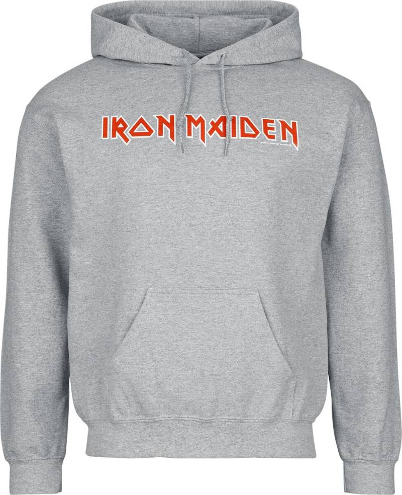 Iron Maiden Kapuzenpullover - Logo - S bis XXL - für Männer - Größe S - grau  - Lizenziertes Merchandise! von Iron Maiden