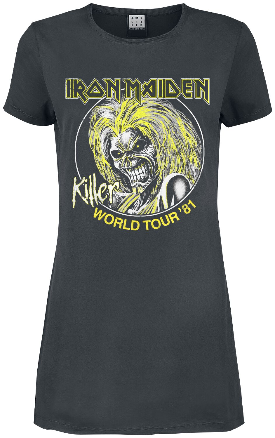 Iron Maiden Kurzes Kleid - Amplified Collection - Killer World Tour 81' - S bis L - für Damen - Größe L - charcoal  - Lizenziertes Merchandise! von Iron Maiden