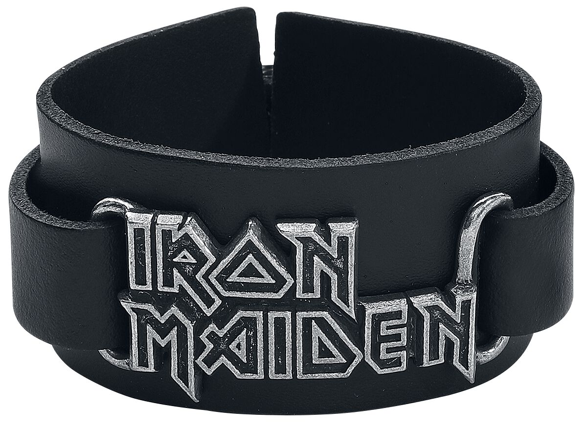 Iron Maiden Lederarmband - Iron Maiden Logo - für Männer - schwarz  - Lizenziertes Merchandise! von Iron Maiden