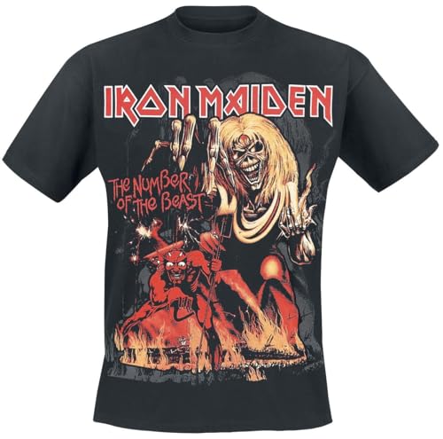 Iron Maiden Number of The Beast Graphic Männer T-Shirt schwarz XL 100% Baumwolle Band-Merch, Bands von Iron Maiden