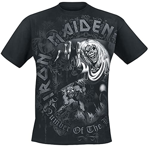 Iron Maiden Number of The Beast Grey Tone Männer T-Shirt schwarz XXL 100% Baumwolle Band-Merch, Bands von Iron Maiden