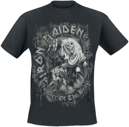 Iron Maiden Number of The Beast Grey Tone Männer T-Shirt schwarz XXL 100% Baumwolle Band-Merch, Bands von Iron Maiden