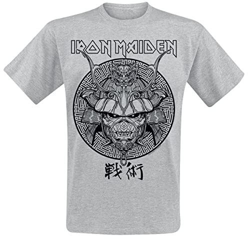 Iron Maiden Samurai Eddie Black Graphic Männer T-Shirt grau XL 100% Baumwolle Band-Merch, Bands von Iron Maiden