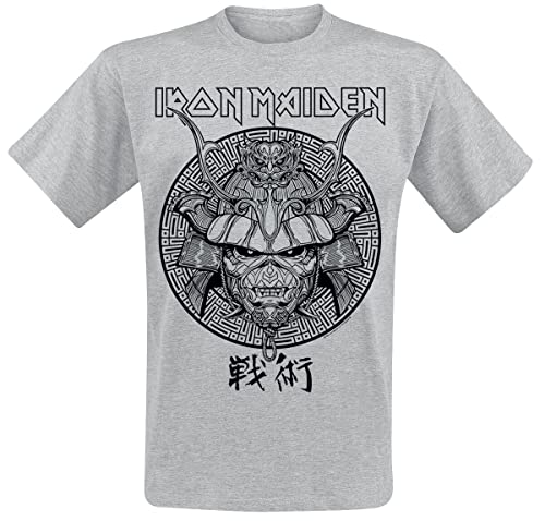 Iron Maiden Samurai Eddie Black Graphic Männer T-Shirt grau XXL 100% Baumwolle Band-Merch, Bands von Iron Maiden
