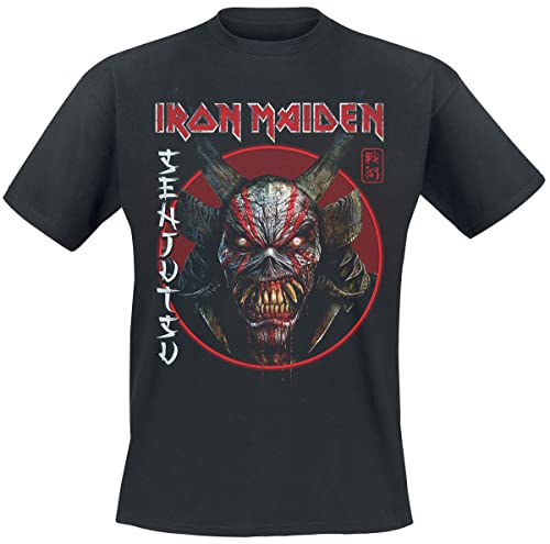 Iron Maiden Senjutsu Eddie Face Circle Männer T-Shirt schwarz L 100% Baumwolle Band-Merch, Bands von Iron Maiden