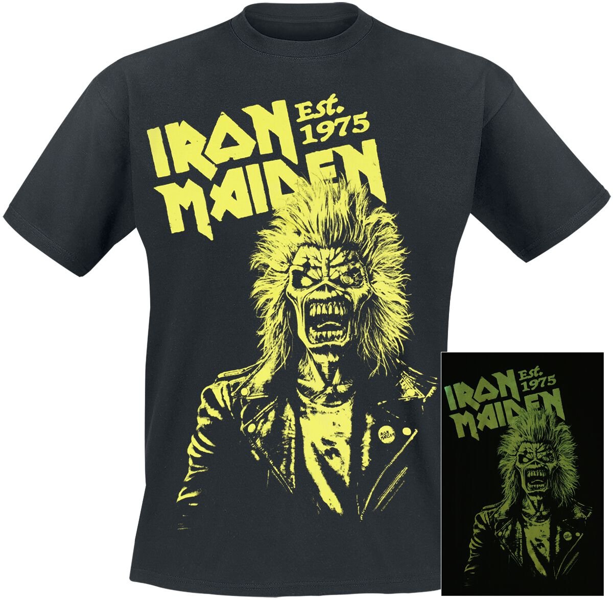 Iron Maiden T-Shirt - Est. 1975 - Glow In The Dark - S bis 3XL - für Männer - Größe S - schwarz  - Lizenziertes Merchandise! Iron Maiden T-Shirt - Est. 1975 - Glow In The Dark - S bis 3XL - für Männer - Größe S - schwarz  - Lizenziertes Merchandise! von Iron Maiden