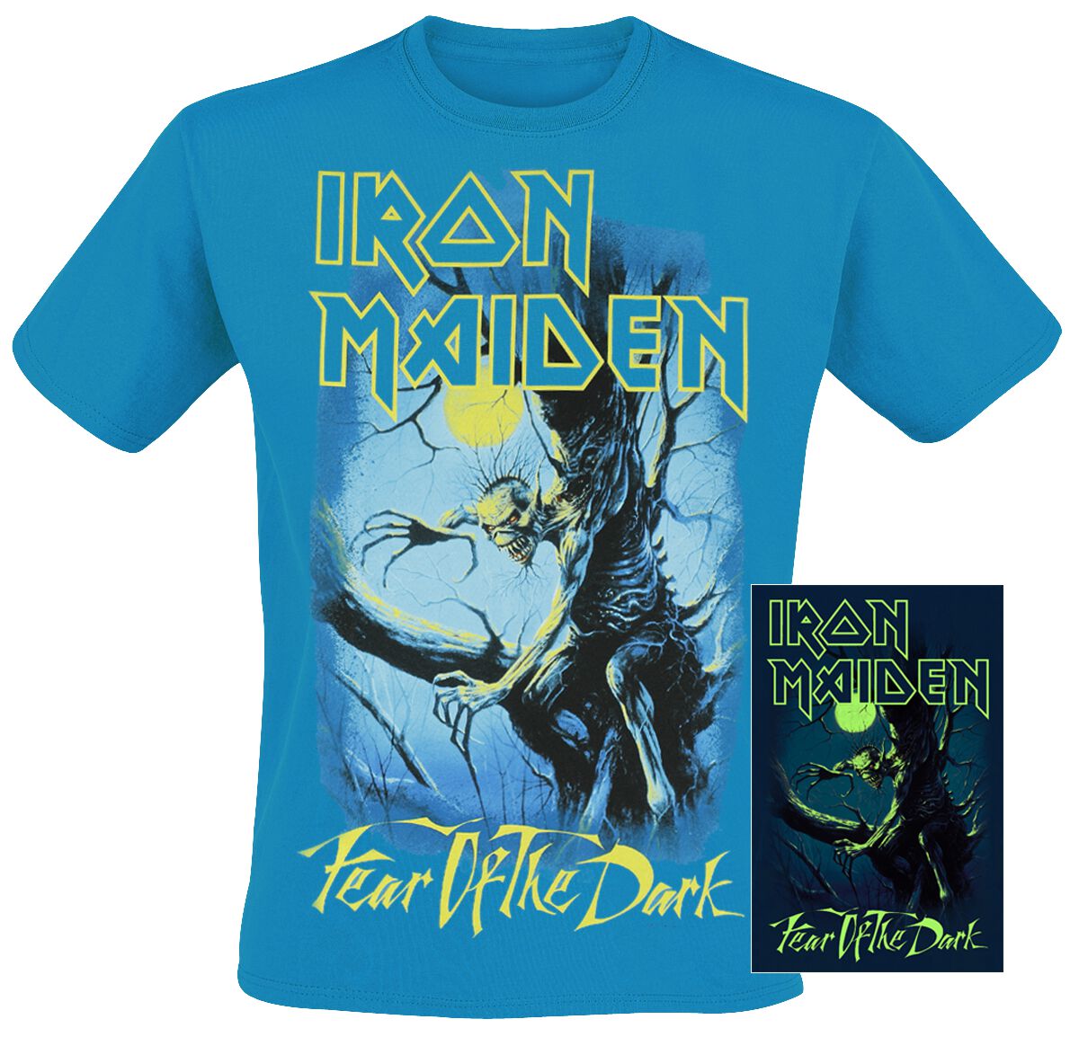 Iron Maiden T-Shirt - Fear Of The Dark - Glow In The Dark - S bis XXL - für Männer - Größe M - blau  - Lizenziertes Merchandise! von Iron Maiden