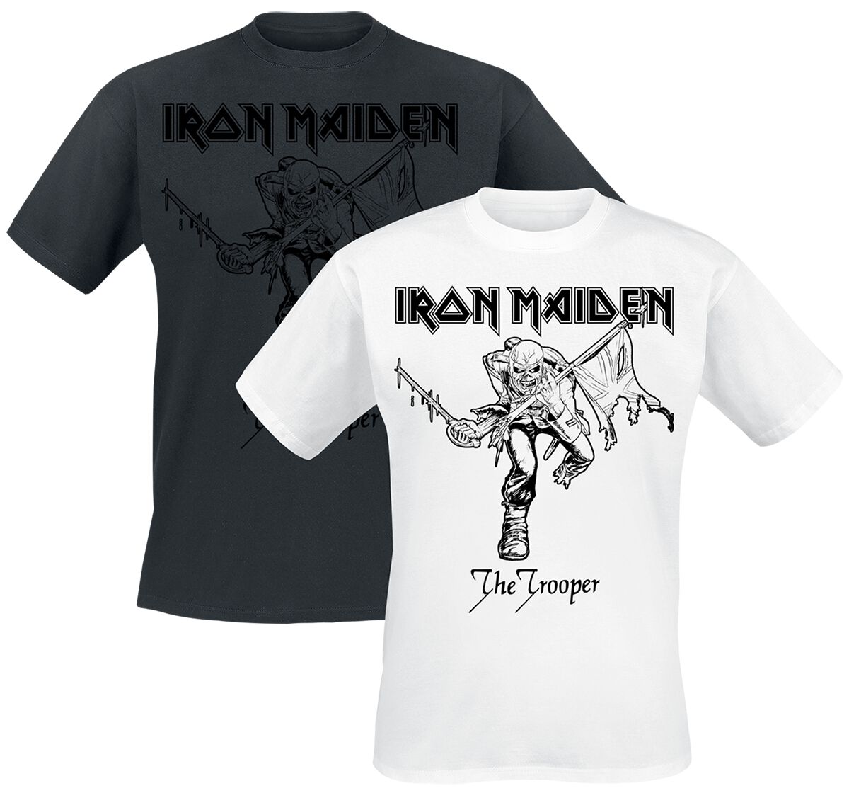 Iron Maiden T-Shirt - Trooper - Doppelpack - S bis XXL - für Männer - Größe L - schwarz/weiß  - EMP exklusives Merchandise! von Iron Maiden