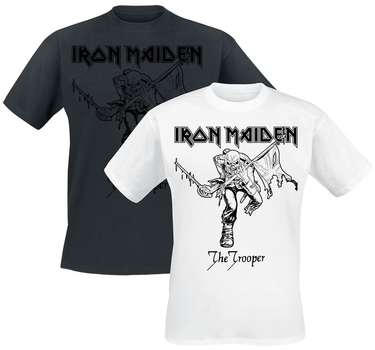 Iron Maiden T-Shirt - Trooper - Doppelpack - S bis XXL - für Männer - Größe XXL - schwarz/weiß  - EMP exklusives Merchandise! von Iron Maiden