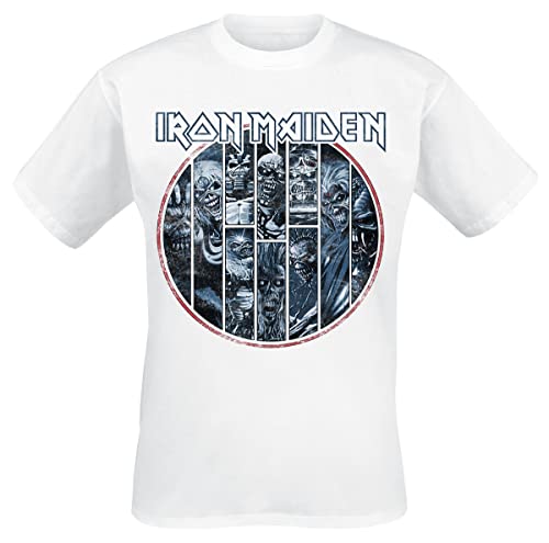 Iron Maiden Ten Circles Eddie Männer T-Shirt weiß XL 100% Baumwolle Band-Merch, Bands von Iron Maiden