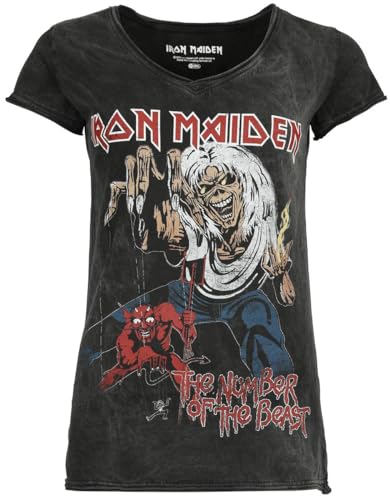 Iron Maiden The Number of The Beast Frauen T-Shirt schwarz XXL 100% Baumwolle Band-Merch, Bands von Iron Maiden