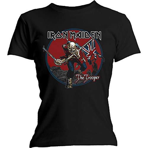 Damen Regular Fit T-Shirt Gr. 38(Hersteller Größe: Large), Schwarz (Black Black) von Iron Maiden