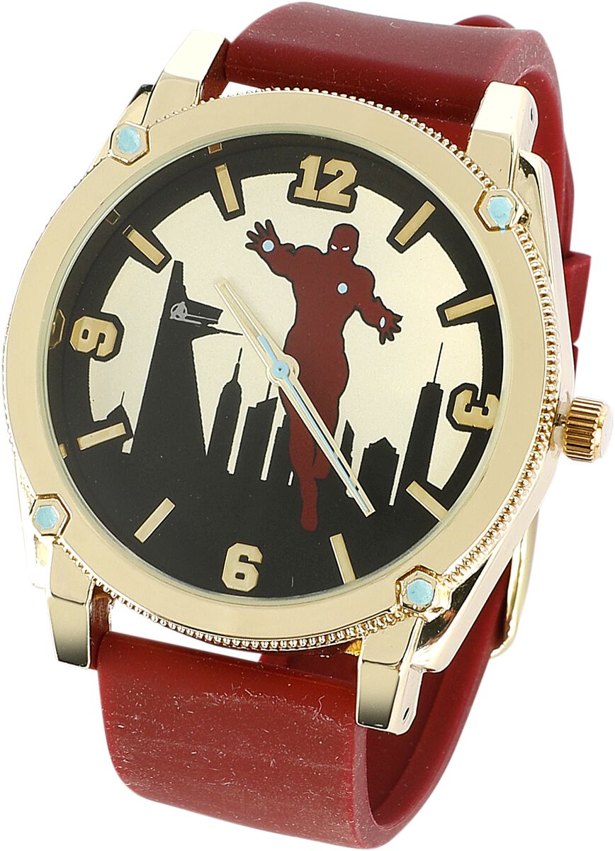 Iron Man - Marvel Armbanduhren - Skyline - für Männer - rot  - Lizenzierter Fanartikel von Iron Man