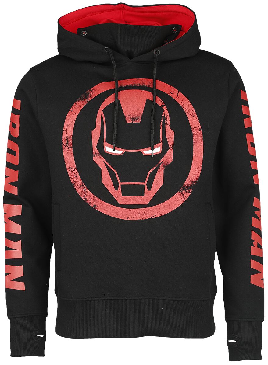 Iron Man - Marvel Kapuzenpullover - Logo - S bis M - für Männer - Größe S - schwarz/rot  - EMP exklusives Merchandise! von Iron Man