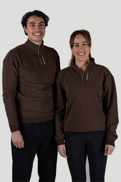 Iron Roots PF65.Wood Quarter Zip Sweater - Walnut Brown von Iron Roots