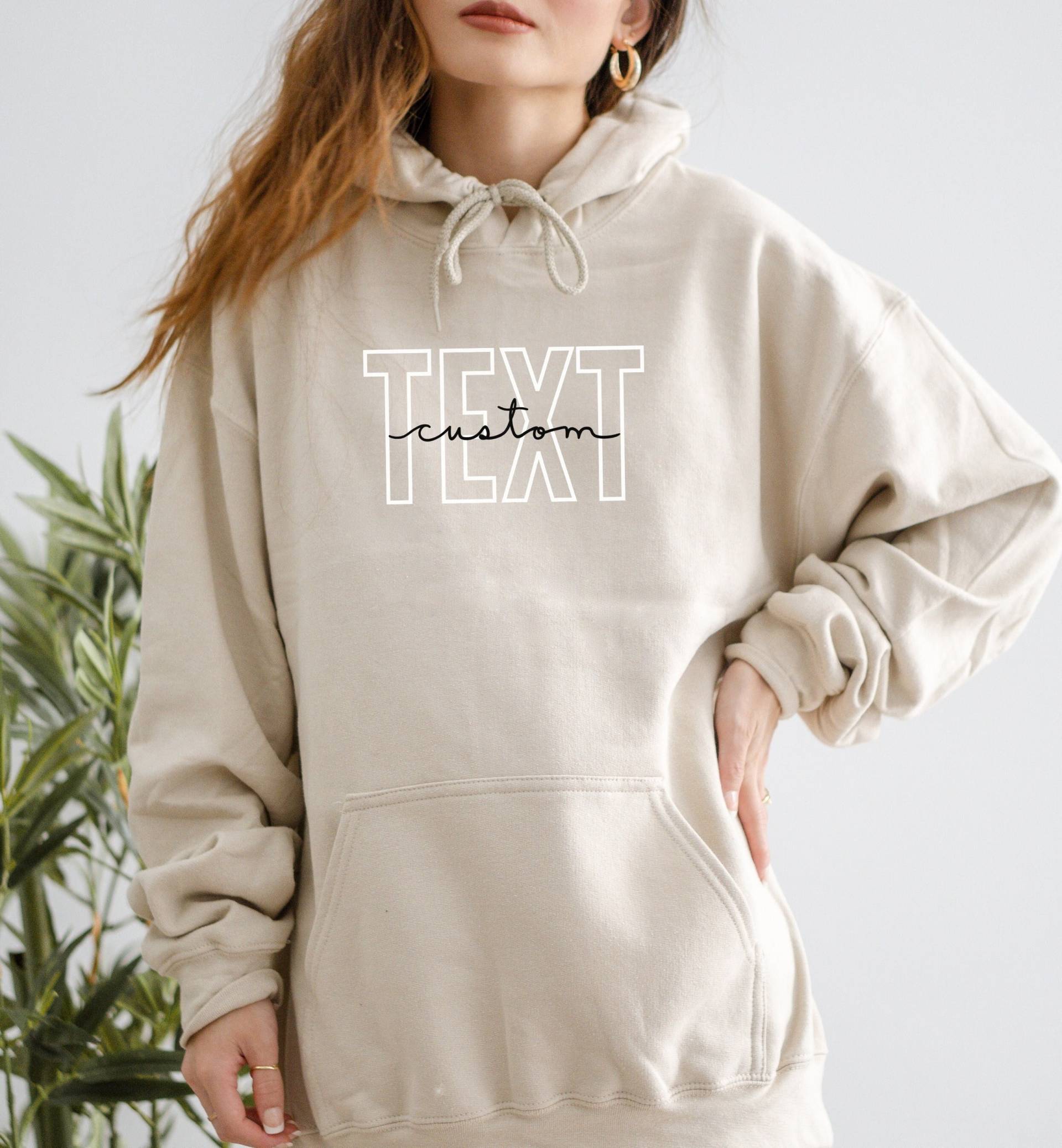 Benutzerdefinierter Text Hoodie, Personalisierter Pullover Geschenk, Individueller Passende Pullover, Süße Boho Shirts, Geschenk Für Sie von IronHorseStudios