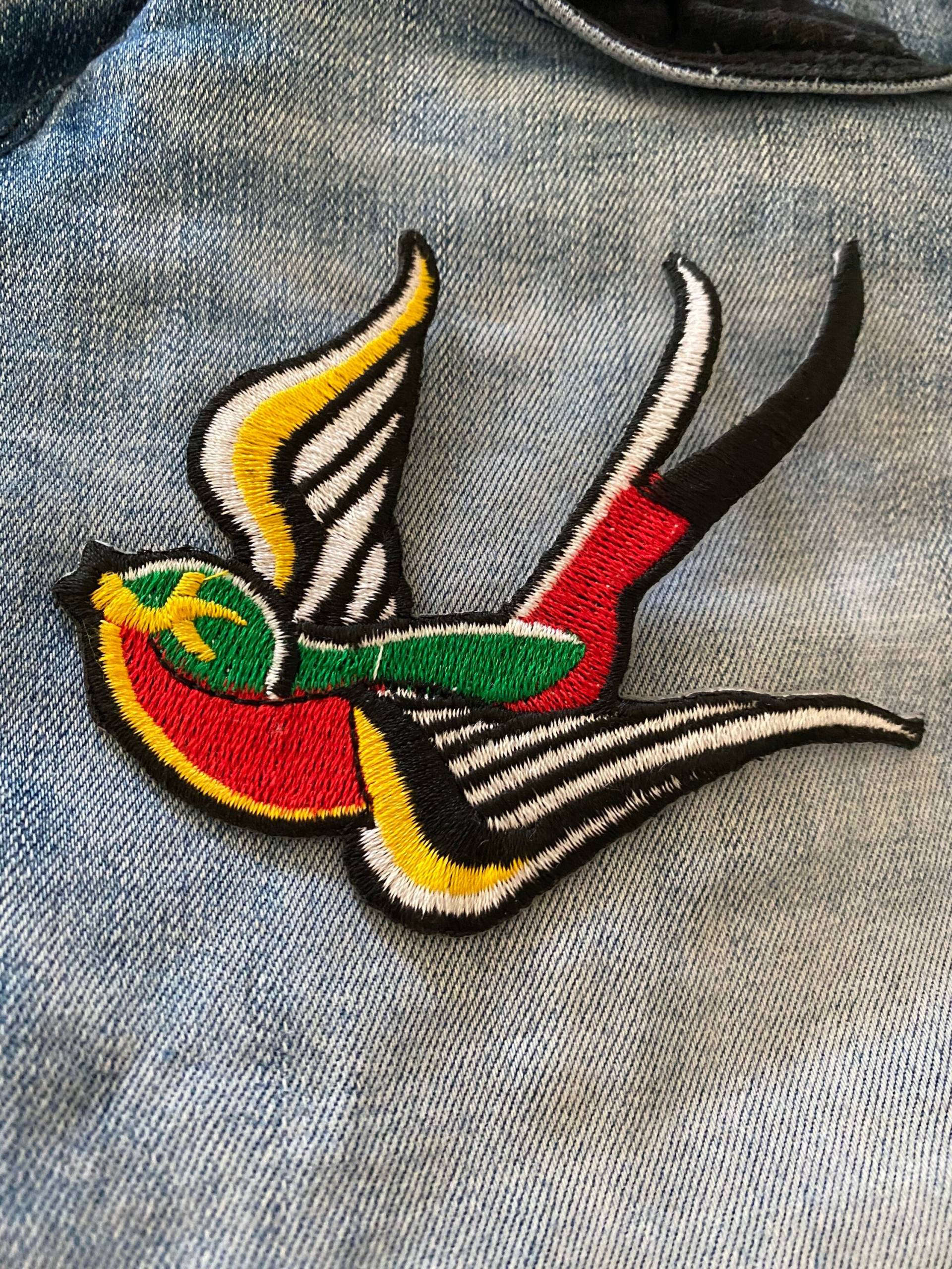 Aufnäher Schwalbe Vogel Schwalben Matrosen Denim Jacke Patch Applikation Festival Für von IronOnPatchesQLD