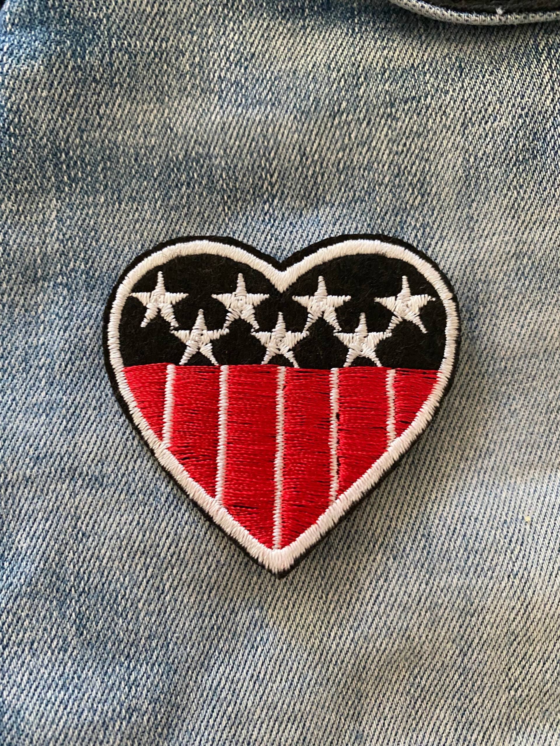 Love Heart Stickerei Aufnäher Denim Jacke Patch Festival Transfer Für Applikation Sterne Streifen von IronOnPatchesQLD