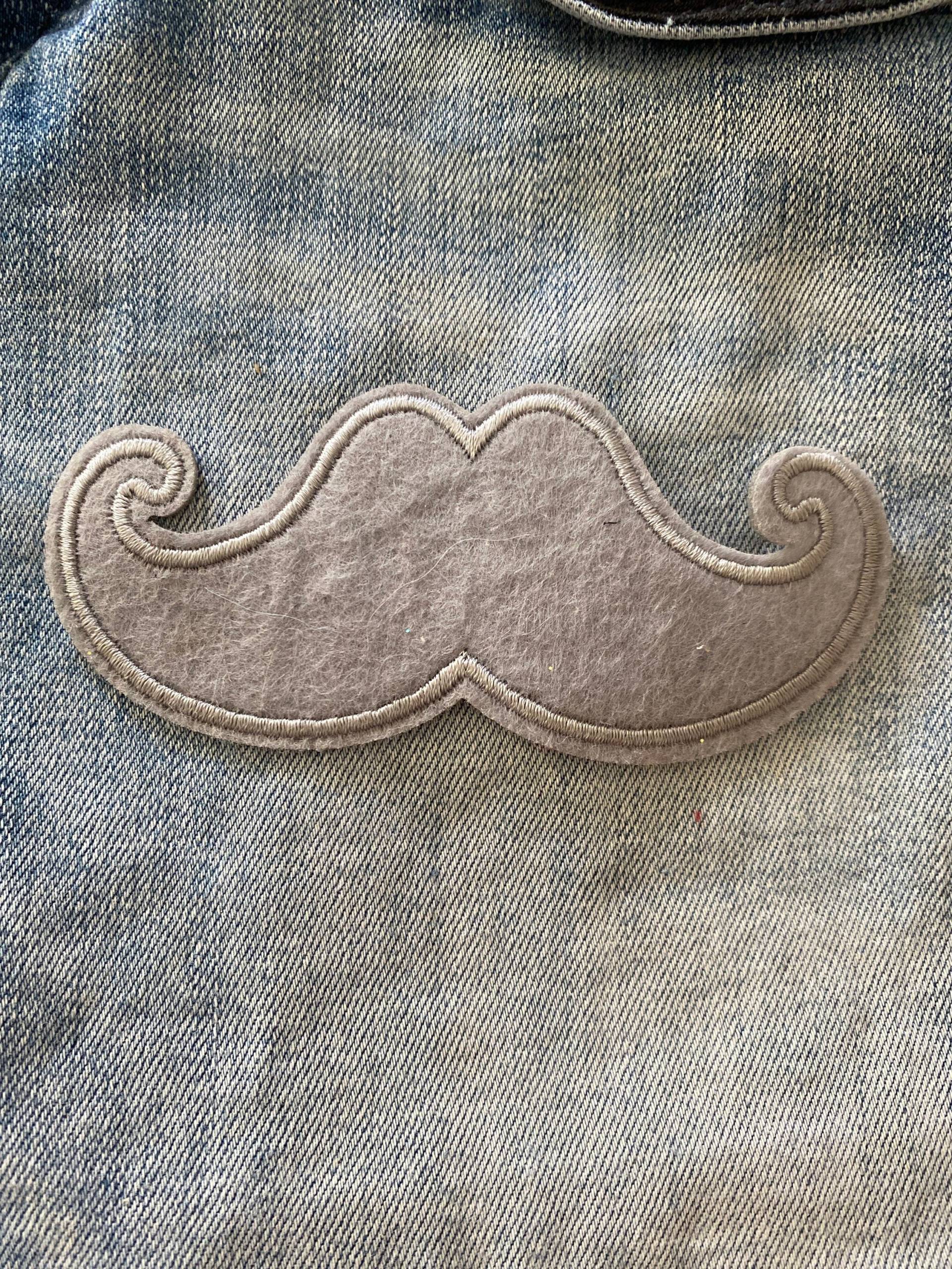 Moustache Aufbügler Für Jeansjacke Lenker Schnurrbart Transfer Applikation Gestickt Aufnäher Englisch von IronOnPatchesQLD