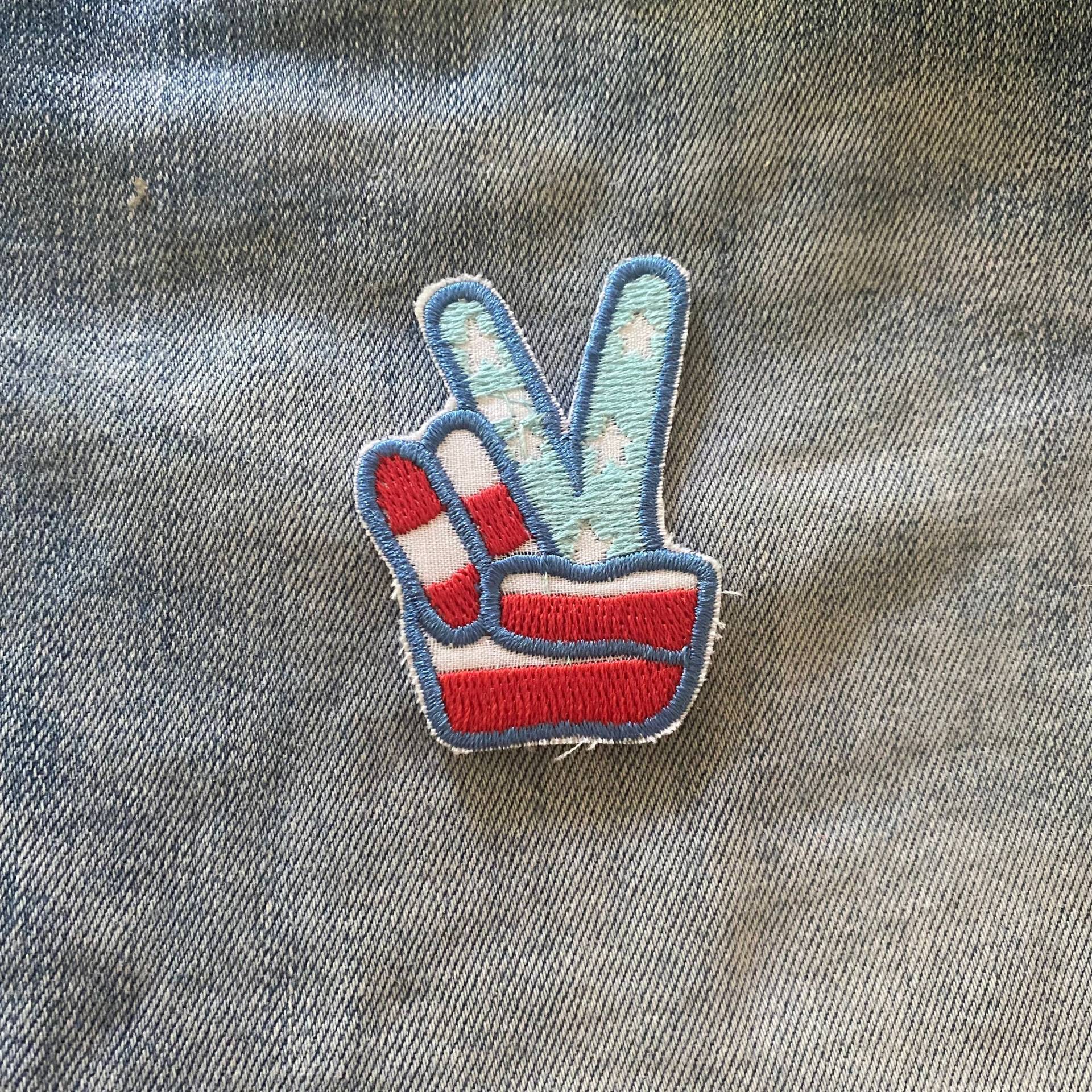 Peace Finger Bügelbild Hippy Retro Symbol Patch Für Denim Jacke Festival Transfer Applikation Bestickt von IronOnPatchesQLD