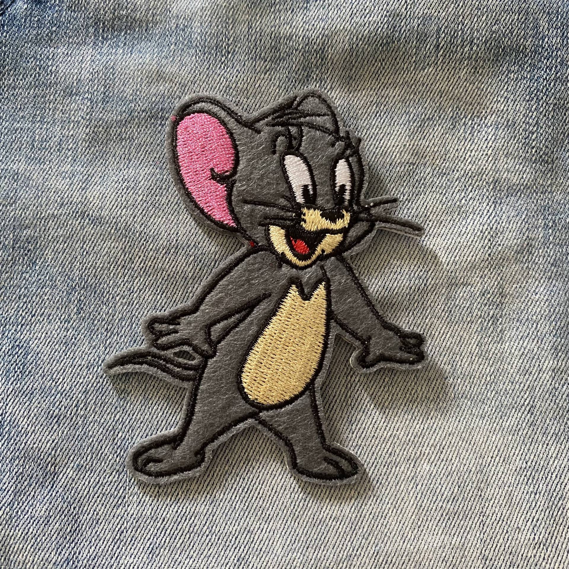 Tom Und Jerry Cartoon Bügelbild Für Jeansjacke Oder Tasche Patch, Cat Kinder Patch Applikation Bestickter Aufnäher von IronOnPatchesQLD