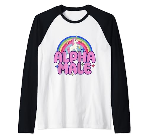 Ironic Alpha Unicorn Rainbow für Herren und Damen Raglan von Ironic Alpha Male Unicorn Rainbow Shirt
