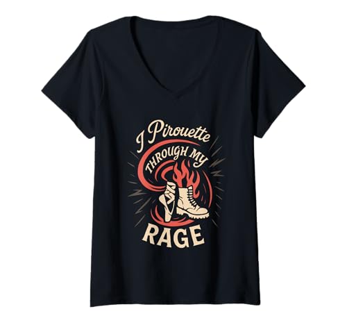 Damen Balletcore Grunge Ironisch Sanftes Mädchen Alt Ästhetischer Ausgefallener Tanz T-Shirt mit V-Ausschnitt von Ironic Fashion Ballet Slippers Combat Boots Soft