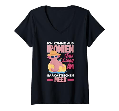 Damen Ich Komme Aus Ironien Das Liegt Am Sarkastischen Meer Spruch T-Shirt mit V-Ausschnitt Damen Ich Komme Aus Ironien Das Liegt Am Sarkastischen Meer Spruch T-Shirt mit V-Ausschnitt von Ironie & Sarkasmus Geschenke Geschenkideen