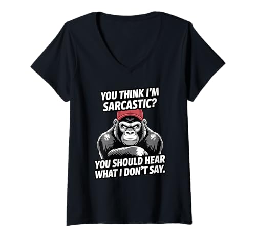 Damen Denkst Du Ich Bin Sarkastisch Statement T-Shirt mit V-Ausschnitt Damen Denkst Du Ich Bin Sarkastisch Statement T-Shirt mit V-Ausschnitt von Ironische Gedanken Humorvolle Sprüche