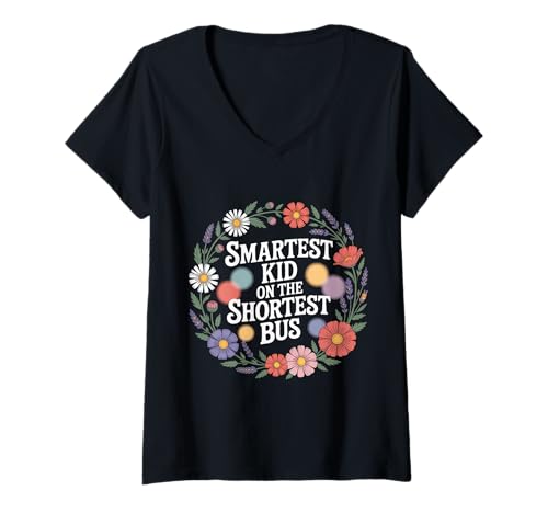 Damen Smartest Kid On The Shortest Bus Intelligenzmetapher - T-Shirt mit V-Ausschnitt Damen Smartest Kid On The Shortest Bus Intelligenzmetapher - T-Shirt mit V-Ausschnitt von Ironische Metapherkomödie