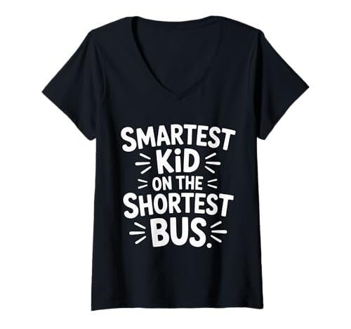 Damen Smartest Kid On The Shortest Bus Intelligenzmetapher |- T-Shirt mit V-Ausschnitt Damen Smartest Kid On The Shortest Bus Intelligenzmetapher |- T-Shirt mit V-Ausschnitt von Ironische Metapherkomödie
