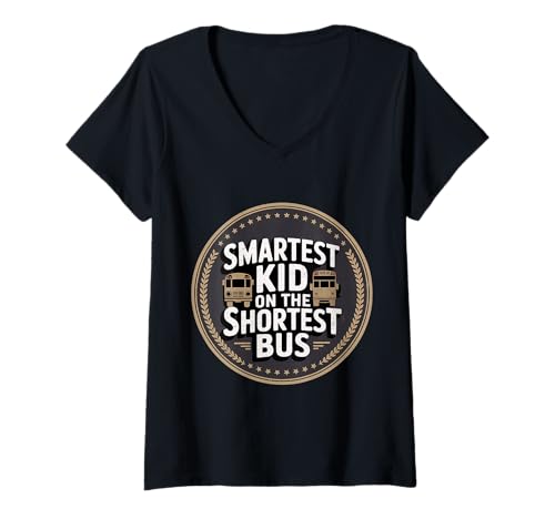 Damen Smartest Kid On The Shortest Bus - T-Shirt mit V-Ausschnitt Damen Smartest Kid On The Shortest Bus - T-Shirt mit V-Ausschnitt von Ironische Metapherkomödie