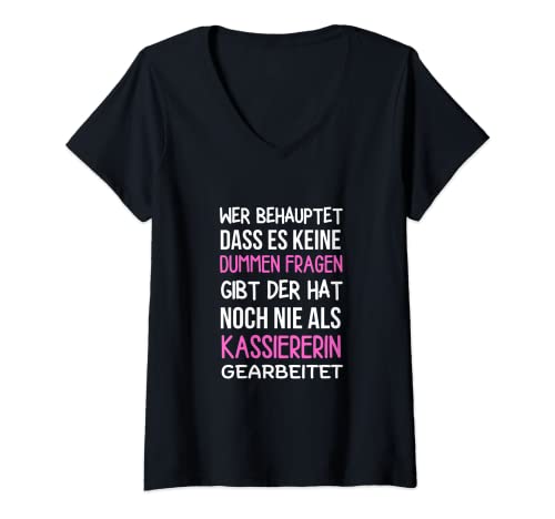 Damen Verkäuferin im Einzelhandel ist genervt Kassiererin T-Shirt mit V-Ausschnitt von Ironischer Fachverkäuferin Spruch mit Sarkasmus