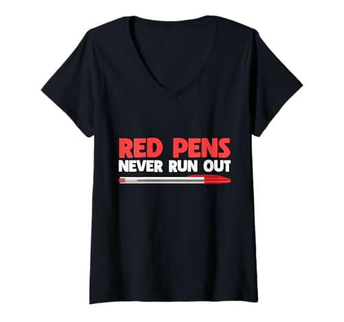 Damen Rotstift Lehrerin Lehrer Humor Englischlehrer T-Shirt mit V-Ausschnitt Damen Rotstift Lehrerin Lehrer Humor Englischlehrer T-Shirt mit V-Ausschnitt von Ironischer Lehrer Humor für Englischlehrer