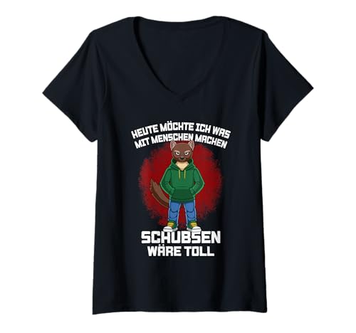 Damen Heute Möchte Ich was Mit Menschen Machen Marder T-Shirt mit V-Ausschnitt Damen Heute Möchte Ich was Mit Menschen Machen Marder T-Shirt mit V-Ausschnitt von Ironischer Sarkastischer Spruch Mit Humor