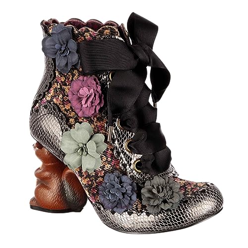 Irregular Choice Damen Nuts About You: Mode-Stiefel, Schwarz Multi, 40 EU von Irregular Choice