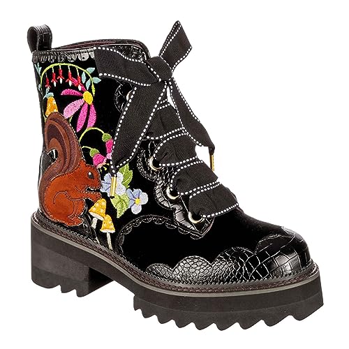 Irregular Choice Damen Schlafendes Eichhörnchen Mode-Stiefel, Schwarz, 38 EU von Irregular Choice