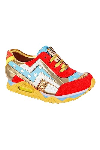 Irregular Choice Damen Wonder Women Sneaker, Goldfarben/Rot, 41 EU von Irregular Choice