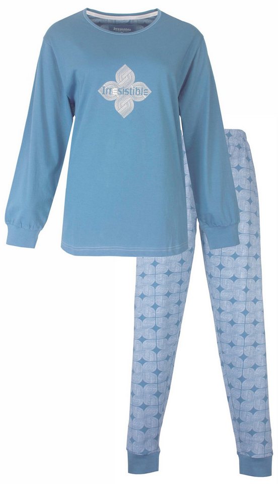 Irresistible Schlafanzug Damen Pyjama lang mit Bündchen (2 tlg) Baumwolle von Irresistible
