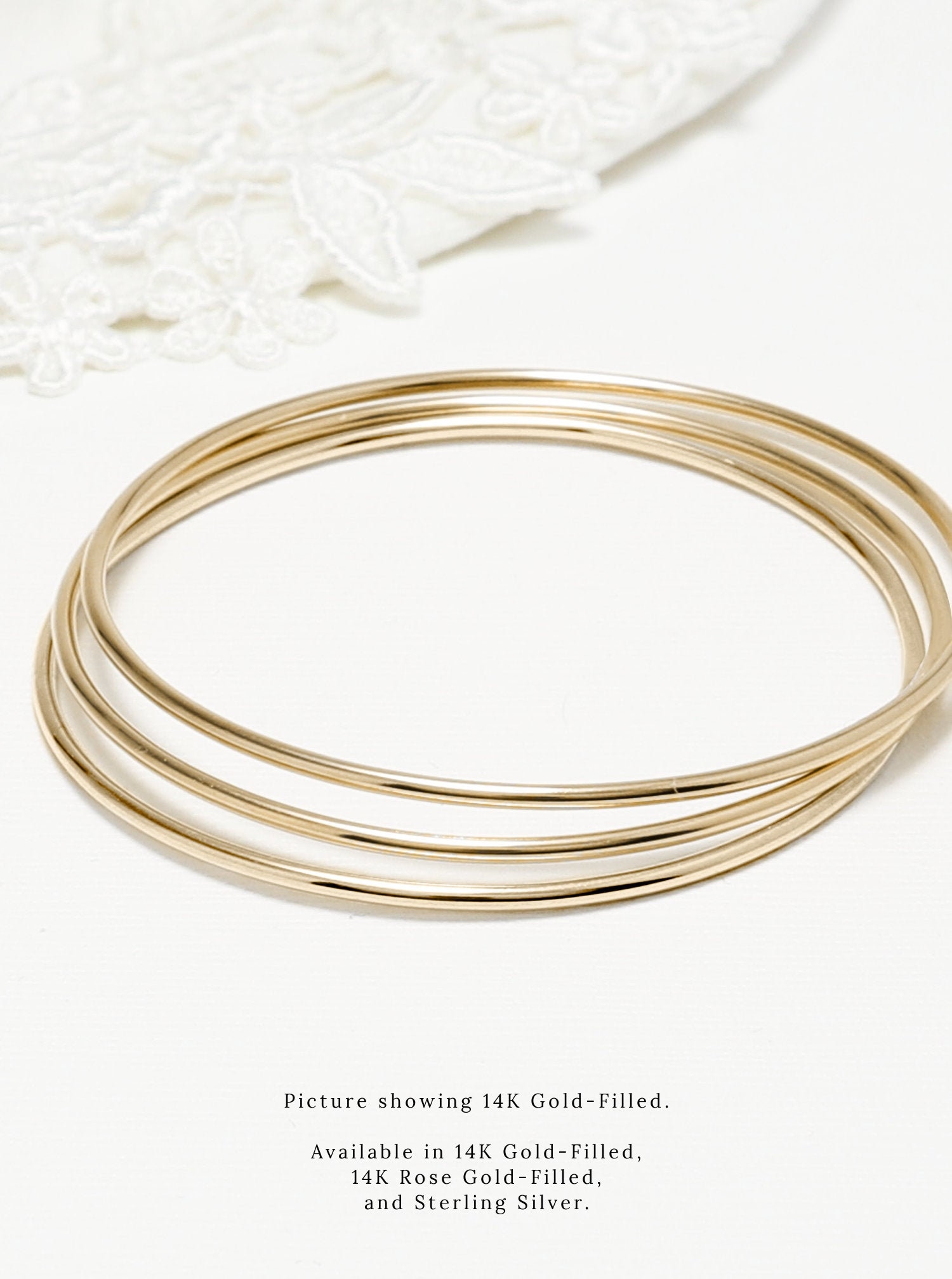 Dünner Gold Gefüllter Armreif 3Er-Set, Silberarmreif, Zierlicher Für Frauen, Einfacher Stapelarmreif, Geschenk Sie | Feier Armreifen von IrresistiblyMinimal