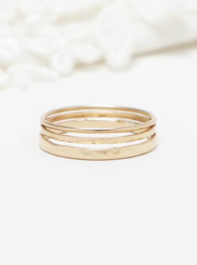 Goldring 3Er Set, Mitteldicker Bandring, Dünner Goldring, Goldringe Für Frauen, Daumenring, 14K Gold Gefüllter Stapelring | Intuition Ringe von IrresistiblyMinimal