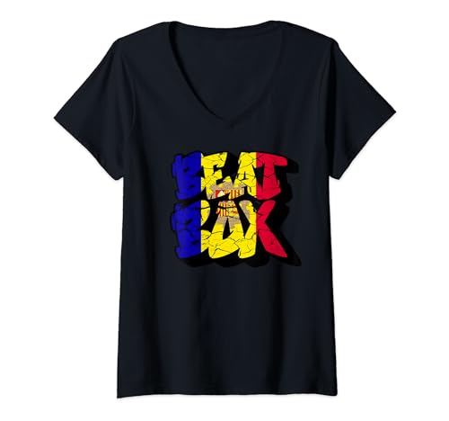 Damen Andorra Beat Box - Andorran Beat Boxen T-Shirt mit V-Ausschnitt von Irreverent Tees