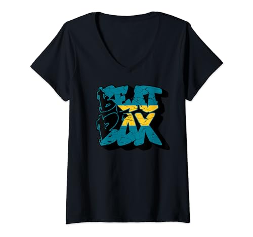 Damen Bahamas Beat Box - Bahamian Beat Boxen T-Shirt mit V-Ausschnitt von Irreverent Tees