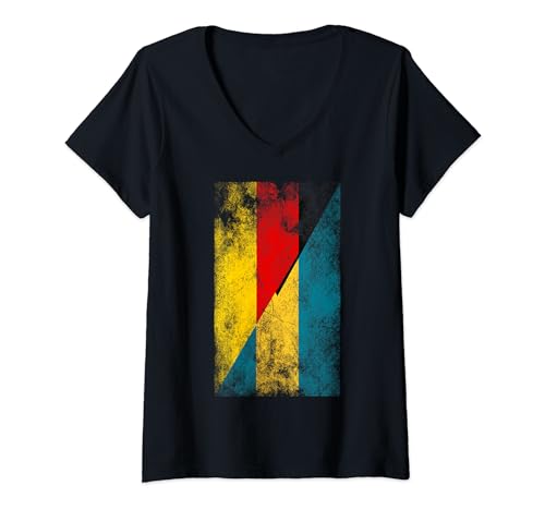 Damen Deutschland Bahamas Flaggen - Deutsch Bahamian T-Shirt mit V-Ausschnitt von Irreverent Tees