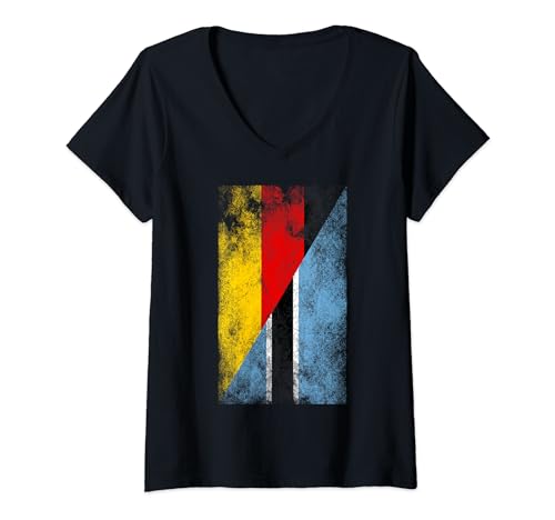 Damen Deutschland Botswana Flaggen - Deutsche Motswana T-Shirt mit V-Ausschnitt von Irreverent Tees