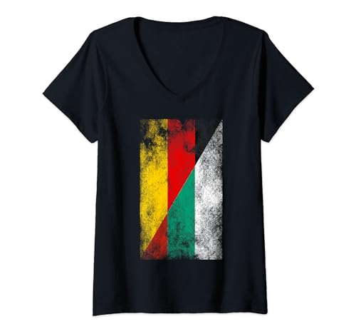 Damen Deutschland Bulgarien Flaggen - Deutsch Bulgarisch T-Shirt mit V-Ausschnitt von Irreverent Tees